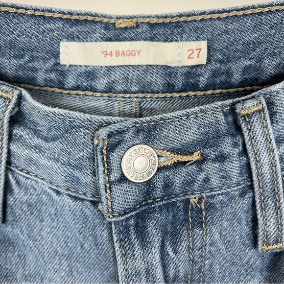 Levi’s 94 Baggy Straight Leg Jeans 27 Distressed Raw Hem - Picture 2 of 6